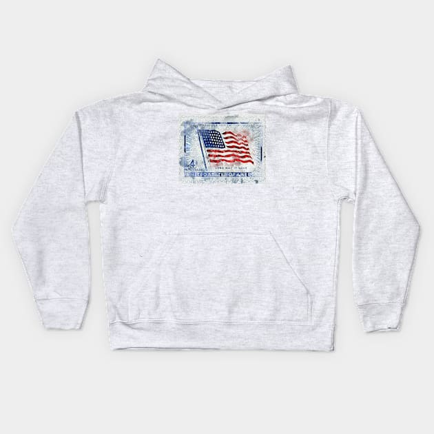 American flag Postage Stamp Watercolor art Kids Hoodie by Danielleroyer